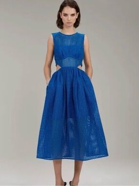 Self portrait cobalt cut out dress